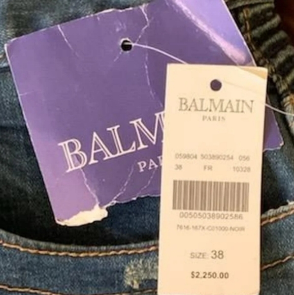 Balmain Sz 34 Designer Distressed Biker Jeans👖 - Picture 16 of 16